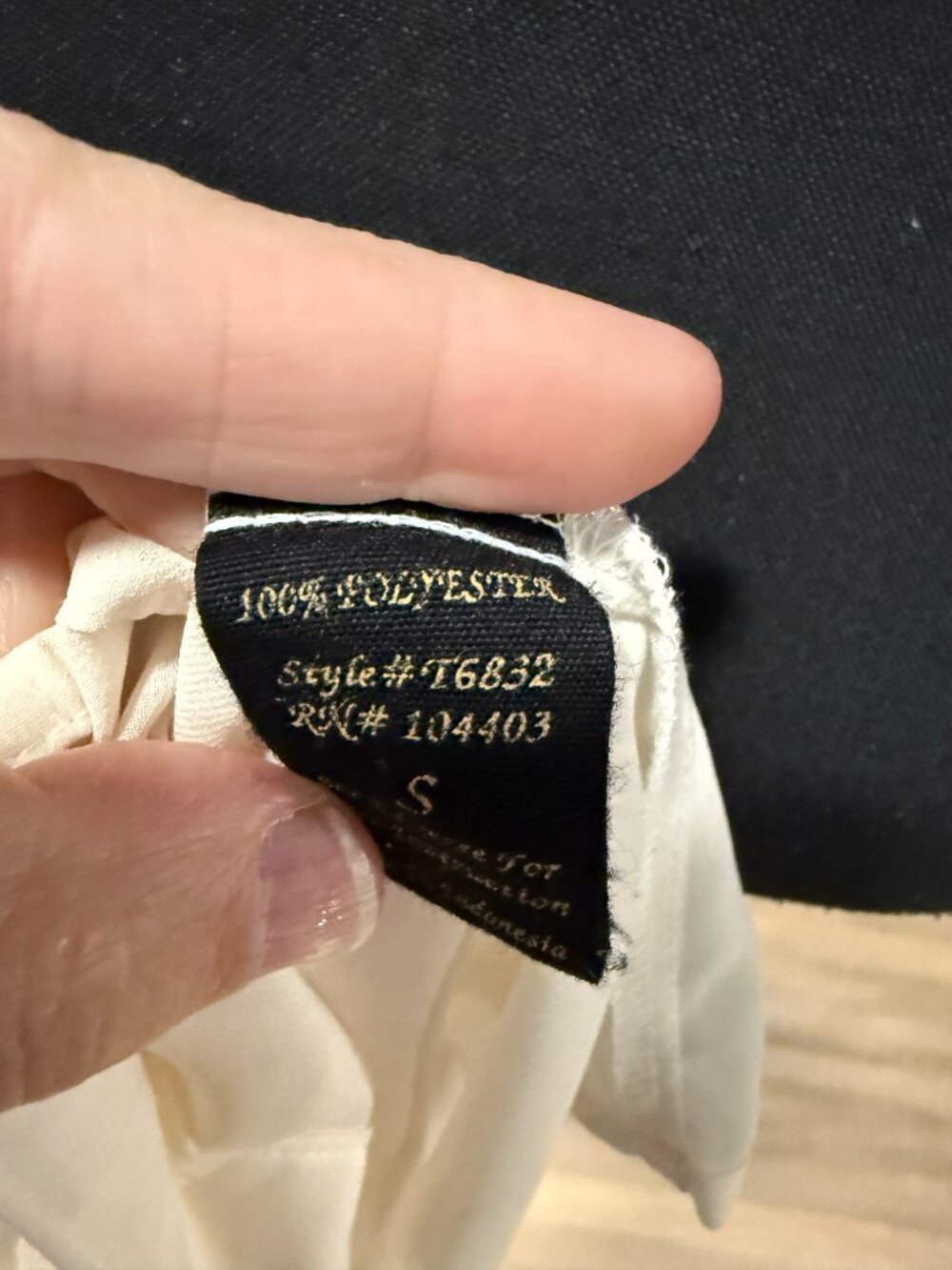 Mine Ivory Sheer Chiffon Button Down Blouse | S - Picture 6 of 7